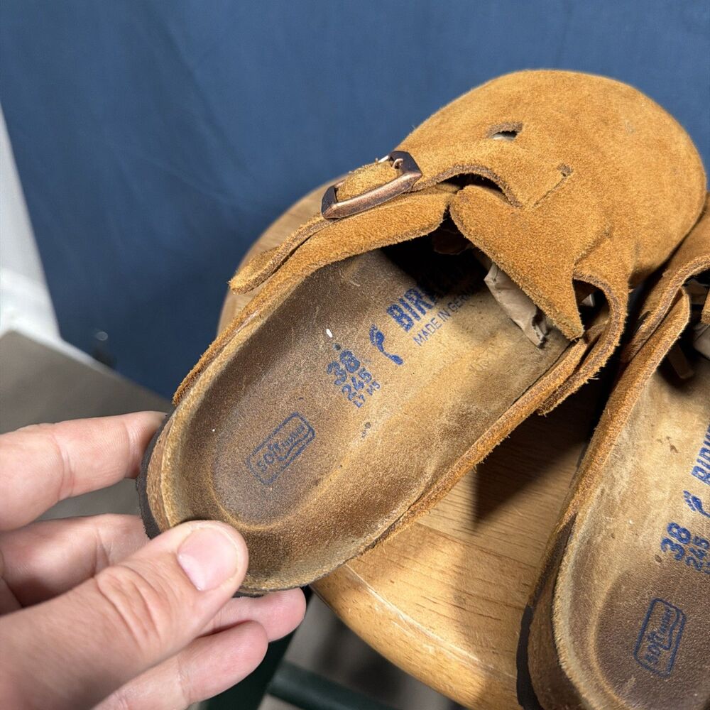 Birkenstock Boston Mink Suede Clogs Soft Bed Sandals Unisex Size EU 38 US L7 M5 - Picture 6 of 7